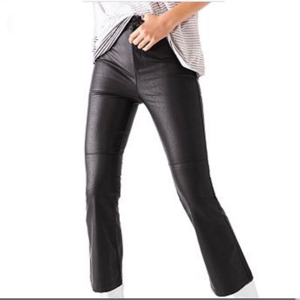Free People We The Free black vegan leather cropped pants size 29